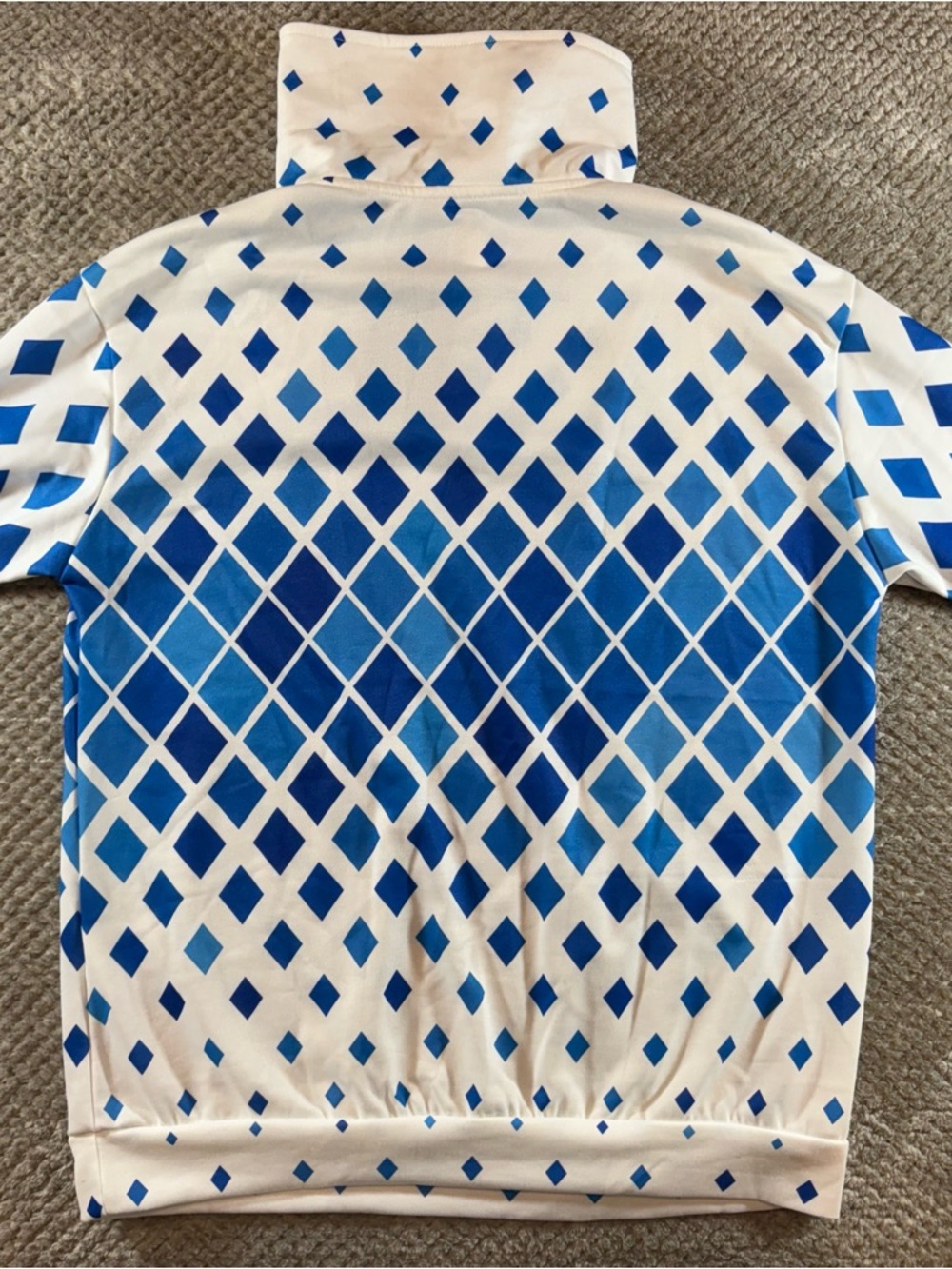 Acegolfs Women’s M 1/4 Zip Golf JacketBlue & White Geometric Diamond Print NWT - Picture 9 of 9